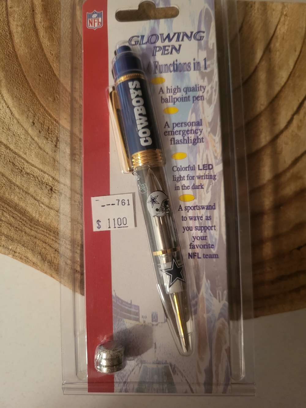 NFL Dallas Cowboys Glowing Pen, Ballpoint Pen, Emergency Flashlight